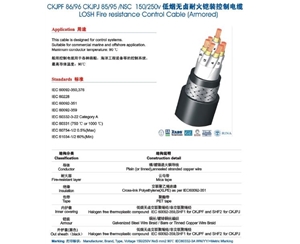(CKJPJ(85、95)、CKJPF(86、96))SC（船用低煙無鹵阻燃耐火鎧裝控制電纜）